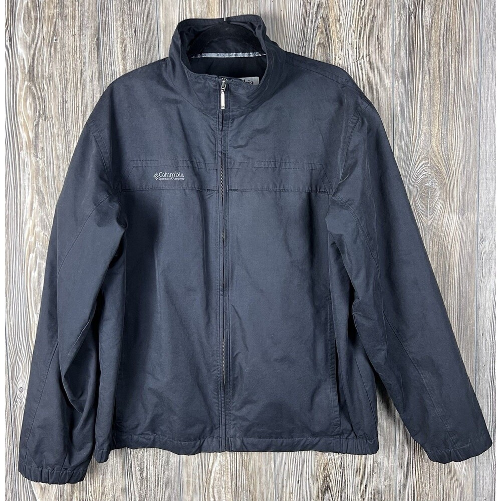 Columbia Mens L Black Nylon Jacket Full Zip Lightweight Vented Water-Resist